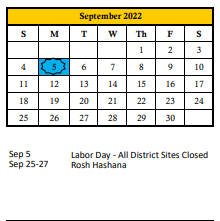 District School Academic Calendar for Lincoln Middle School for September 2022