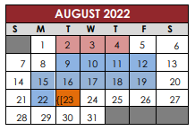 District School Academic Calendar for New El for August 2022