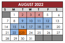 District School Academic Calendar for Decker Elementary School for August 2022