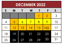 District School Academic Calendar for Excel High School for December 2022