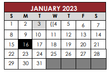 District School Academic Calendar for Manor High School for January 2023