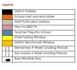 District School Academic Calendar Legend for Decker Elementary School