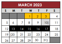 District School Academic Calendar for Bluebonnet Trail Elementary School for March 2023