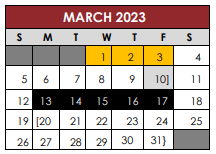 District School Academic Calendar for New Middle for March 2023