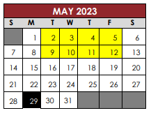 District School Academic Calendar for Excel High School for May 2023