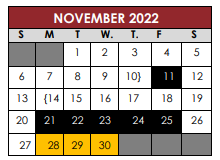 District School Academic Calendar for Blake Manor Elementary for November 2022