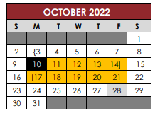 District School Academic Calendar for New Middle for October 2022