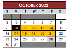 District School Academic Calendar for Manor High School for October 2022