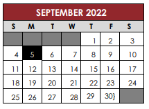 District School Academic Calendar for New El for September 2022