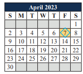 District School Academic Calendar for T A Howard Middle for April 2023