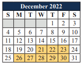 District School Academic Calendar for Alter Ed Ctr for December 2022