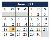 District School Academic Calendar for Mary L Cabaniss Elementary for June 2023