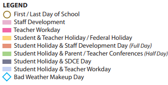 District School Academic Calendar Legend for Cross Timbers Intermediate
