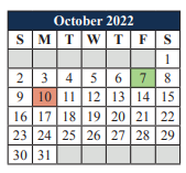 District School Academic Calendar for Mansfield High School for October 2022