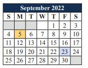 District School Academic Calendar for Alter Ed Ctr for September 2022