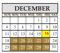 District School Academic Calendar for Spicewood El for December 2022