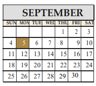 District School Academic Calendar for Spicewood El for September 2022
