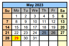 District School Academic Calendar for Washington Ech Ctr for May 2023