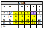 District School Academic Calendar for Instr/guid Center for April 2023