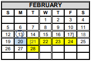 District School Academic Calendar for Brown Middle School for February 2023