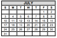 District School Academic Calendar for Milam Elementary for July 2022