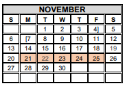 District School Academic Calendar for Brown Middle School for November 2022
