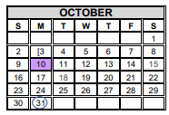 District School Academic Calendar for Michael E Fossum Middle School for October 2022