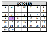 District School Academic Calendar for Milam Elementary for October 2022