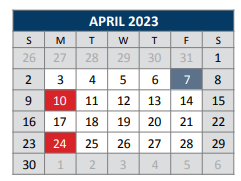 District School Academic Calendar for J J A E P for April 2023