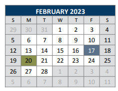 District School Academic Calendar for Faubion Middle for February 2023