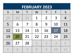 District School Academic Calendar for C T Eddins Elementary for February 2023