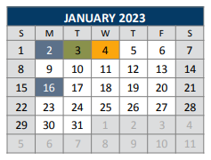 District School Academic Calendar for Serenity High for January 2023