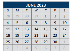 District School Academic Calendar for C T Eddins Elementary for June 2023