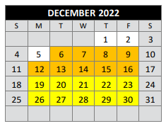 District School Academic Calendar for Bexar County Juvenile Justice Acad for December 2022