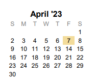 District School Academic Calendar for Melissa Ridge Elementary for April 2023
