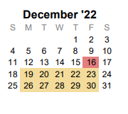 District School Academic Calendar for Melissa Middle School for December 2022