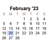 District School Academic Calendar for Collin Co J J A E P for February 2023