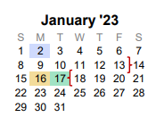 District School Academic Calendar for Collin Co J J A E P for January 2023