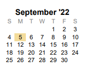 District School Academic Calendar for Melissa Ridge Elementary for September 2022