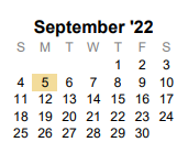 District School Academic Calendar for Collin Co J J A E P for September 2022