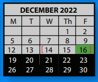 District School Academic Calendar for Denver Elementary School for December 2022