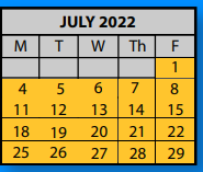 District School Academic Calendar for Hickory Ridge Elementary School for July 2022