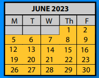 District School Academic Calendar for Ridgeway Elementary School for June 2023
