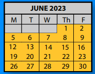 District School Academic Calendar for Hickory Ridge Elementary School for June 2023