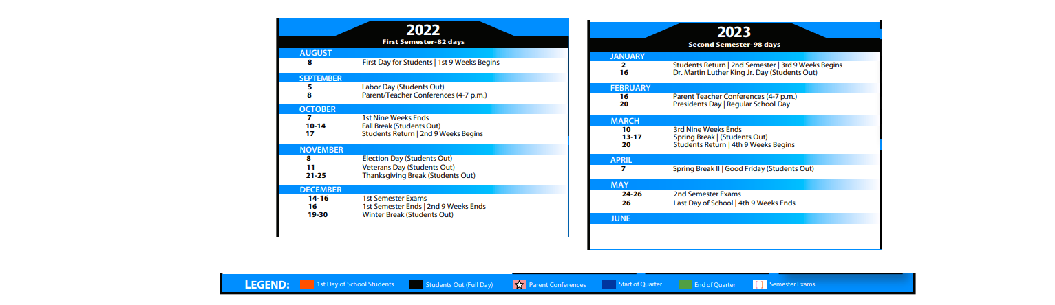 District School Academic Calendar Key for Hickory Ridge Elementary School