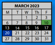 District School Academic Calendar for Star Academy for March 2023