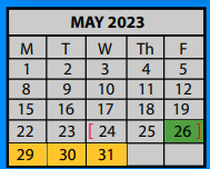 District School Academic Calendar for Hollis F Price Middle College High School for May 2023
