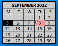 District School Academic Calendar for Middle College High School for September 2022