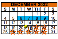 District School Academic Calendar for Travis El for December 2022