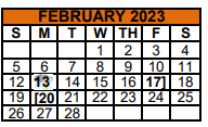 District School Academic Calendar for Jjaep-southwest Key Program for February 2023